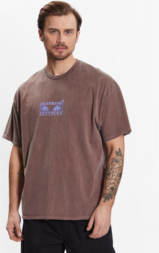 Brązowy t-shirt Bdg Urban Outfitters w młodzieżowym stylu z krótkim rękawem