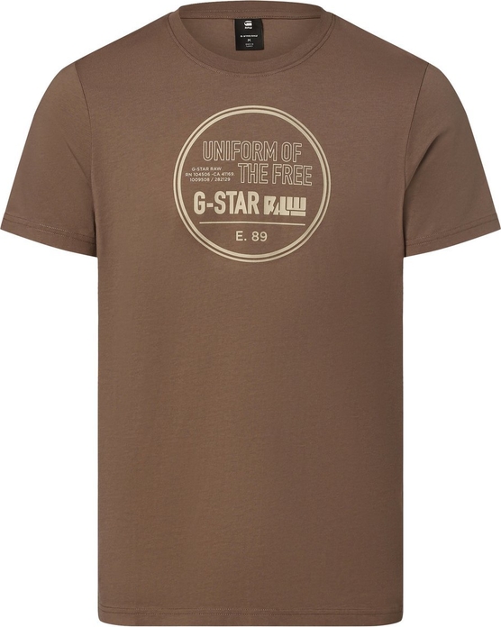 Brązowy t-shirt G-Star Raw w młodzieżowym stylu z bawełny z krótkim rękawem