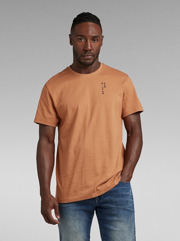 Brązowy t-shirt G-star z krótkim rękawem w stylu casual