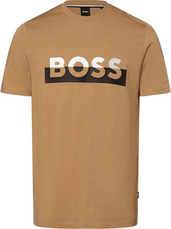 Brązowy t-shirt Hugo Boss w młodzieżowym stylu z nadrukiem