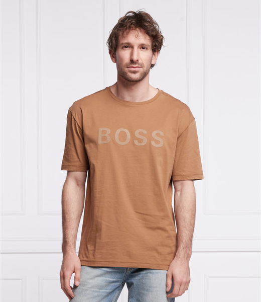 Brązowy t-shirt Hugo Boss z krótkim rękawem