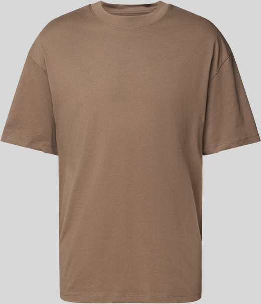 Brązowy t-shirt Jack & Jones w stylu casual z krótkim rękawem