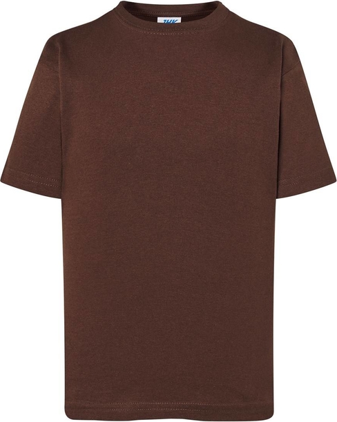 Brązowy t-shirt jk-collection.pl w stylu casual z bawełny z krótkim rękawem