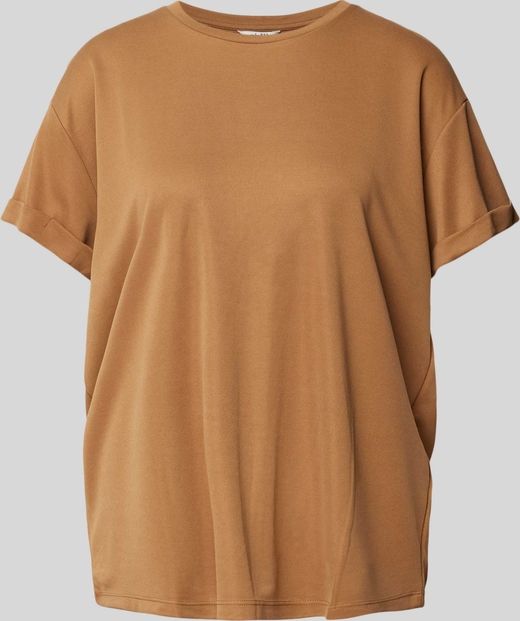 Brązowy t-shirt mbyM w stylu casual z okrągłym dekoltem