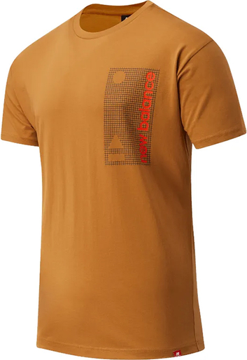Brązowy t-shirt New Balance w sportowym stylu z bawełny