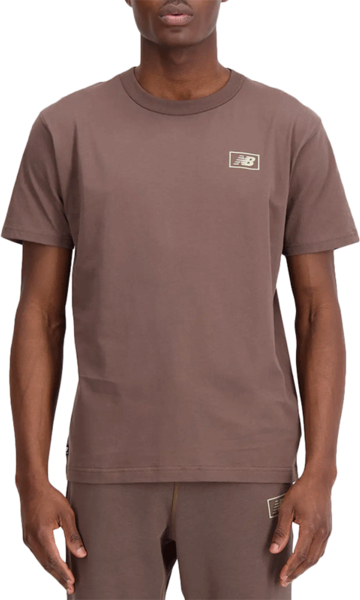 Brązowy t-shirt New Balance z bawełny