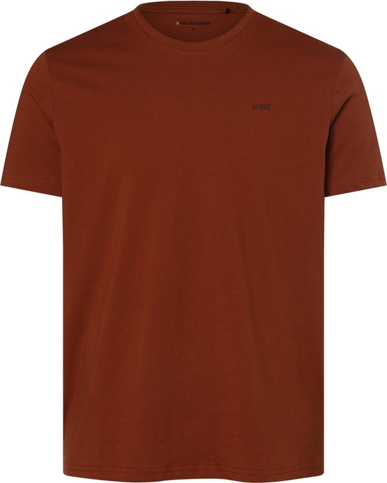 Brązowy t-shirt No Excess z krótkim rękawem z bawełny w stylu casual