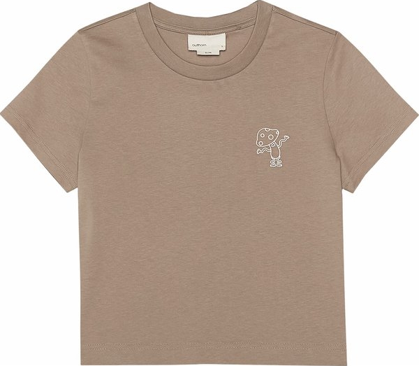 Brązowy t-shirt Outhorn w stylu casual z bawełny z okrągłym dekoltem