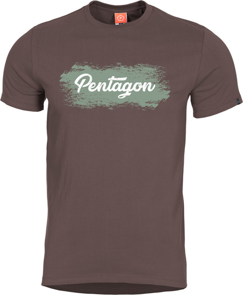 Brązowy t-shirt Pentagon w młodzieżowym stylu z krótkim rękawem