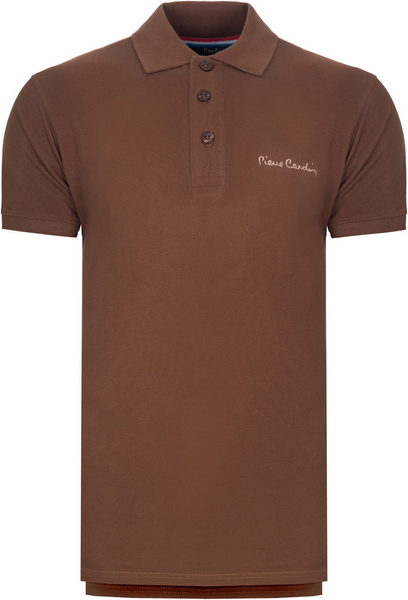 Brązowy t-shirt Pierre Cardin w stylu casual z krótkim rękawem