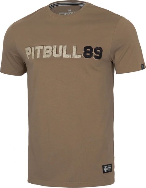 Brązowy t-shirt Pitbull West Coast z bawełny z krótkim rękawem w młodzieżowym stylu