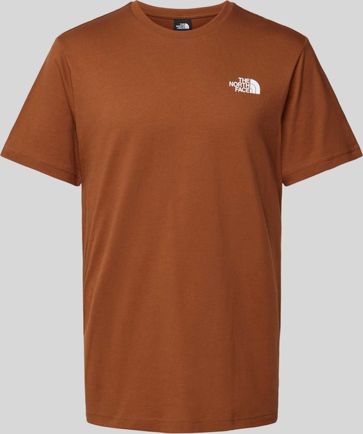 Brązowy t-shirt The North Face z bawełny w sportowym stylu