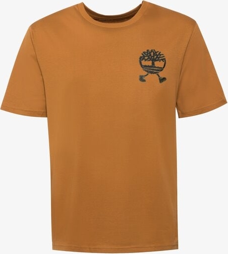 Brązowy t-shirt Timberland w młodzieżowym stylu z krótkim rękawem