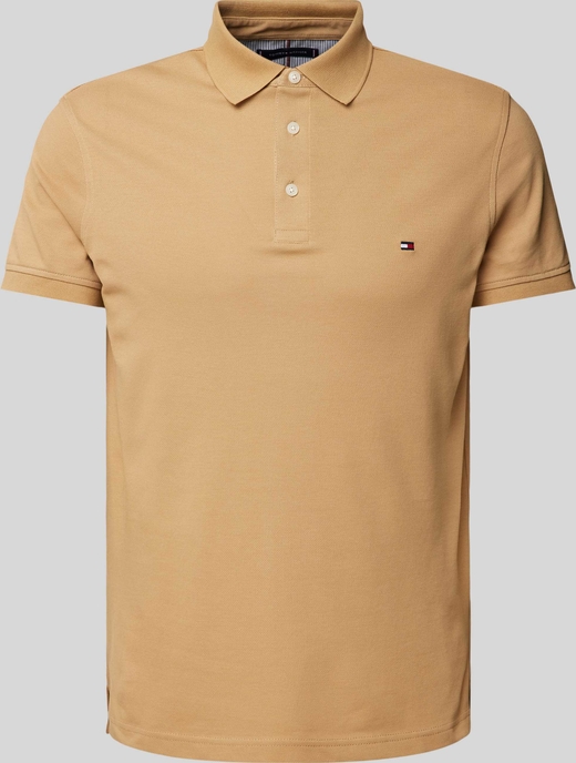 Brązowy t-shirt Tommy Hilfiger z bawełny z krótkim rękawem w stylu casual