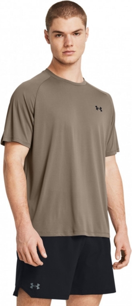 Brązowy t-shirt Under Armour w sportowym stylu z krótkim rękawem