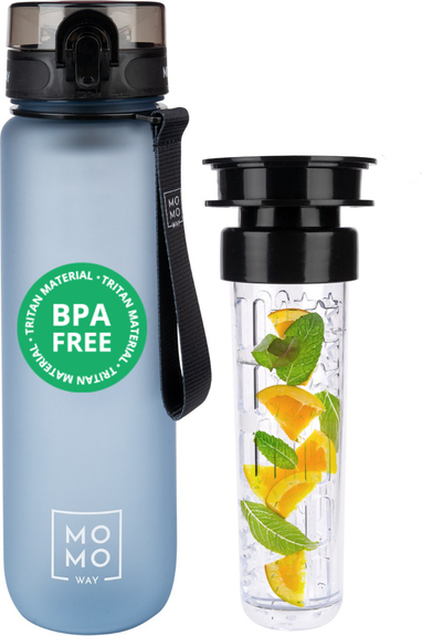 Butelka na wodę MOMO WAY szara | pomysł na prezent | BPA free | Tritan