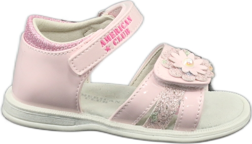 Buty dziecięce letnie American Club na rzepy dla dziewczynek w kwiatki