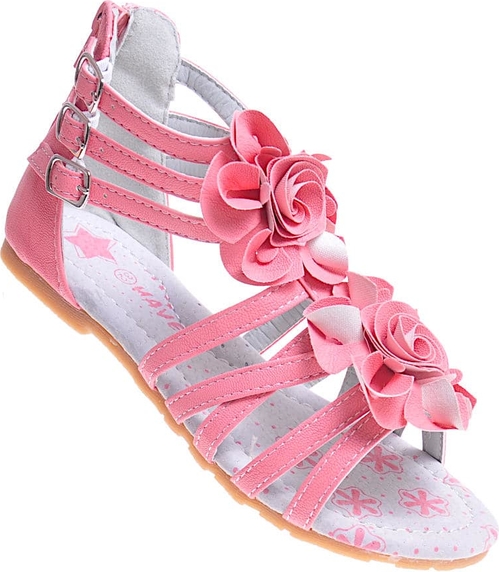 Buty dziecięce letnie Pantofelek24 dla dziewczynek w kwiatki