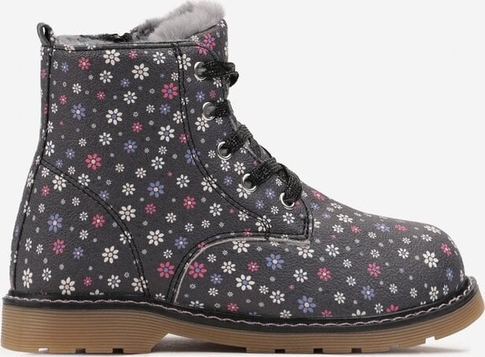 Buty dziecięce zimowe born2be dla dziewczynek w kwiatki