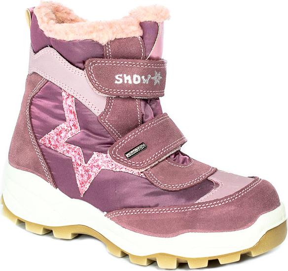 Buty dziecięce zimowe Imac dla dziewczynek ze skóry na rzepy