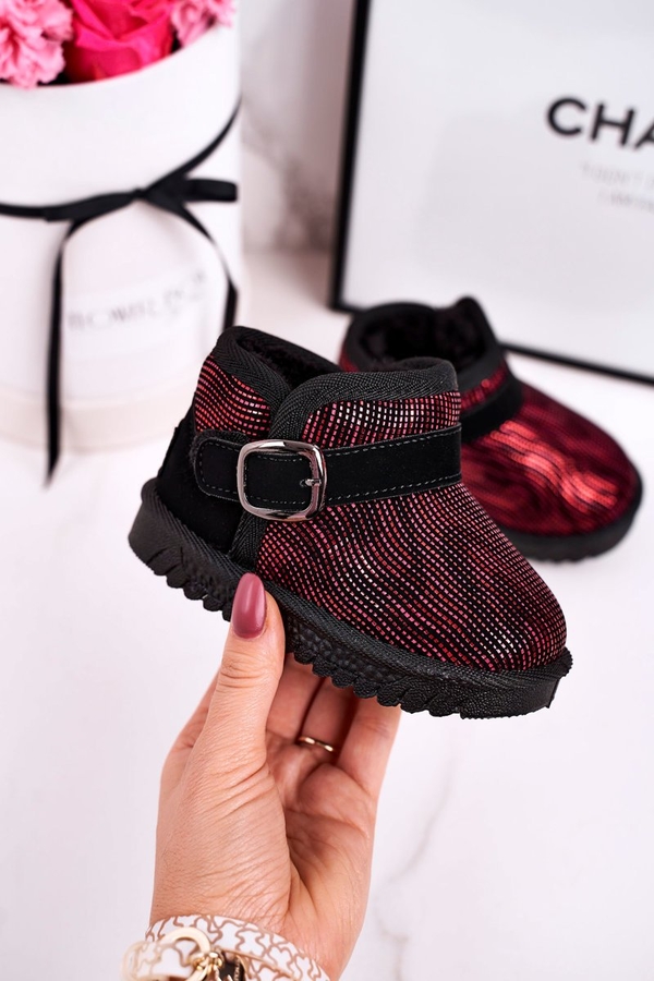 Buty dziecięce zimowe Maiqi w paseczki dla dziewczynek