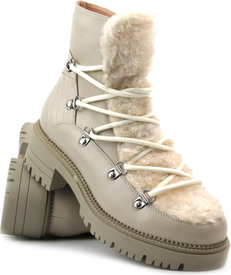 Buty dziecięce zimowe Potocki sznurowane dla dziewczynek z polaru