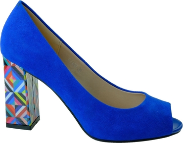Buty Sergio Leone na wysokim obcasie w geometryczne wzory z otwartym noskiem