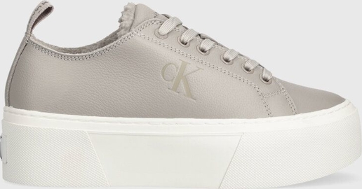 Buty sportowe Calvin Klein ze skóry w sportowym stylu sznurowane