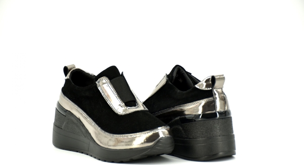 Buty sportowe S.Barski na platformie ze skóry w sportowym stylu