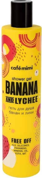 Cafe Mimi, żel pod prysznic, banan i liczi, oczyszczająco-tonizujący, 300 ml