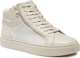 Calvin Klein Sneakersy High Top Lace Up W/Zip Mono HM0HM01046 Beżowy