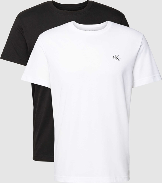 Calvin Klein T-shirt o kroju regular fit z nadrukiem z logo w zestawie 2 szt.
