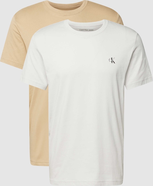 Calvin Klein T-shirt o kroju regular fit z nadrukiem z logo w zestawie 2 szt.