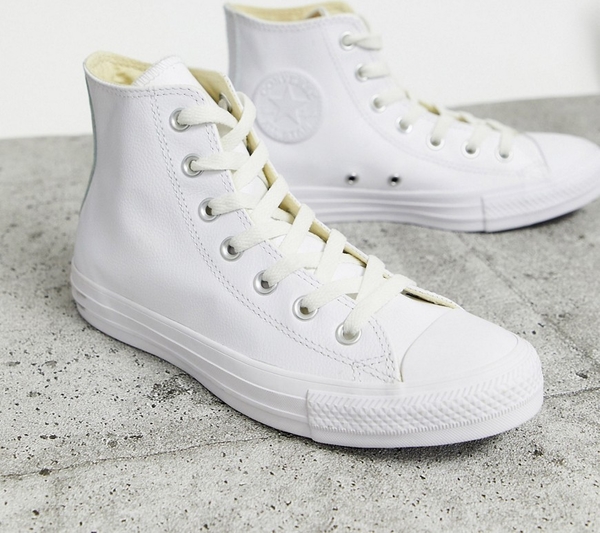 Converse – Chuck Taylor All Star Hi – Białe skórzane buty sportowe-Biały