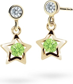 Cutie jewellery kolczyki dla dziewczynek cutie gwiazdki c1942 żółtego, peridot green, wkręt wsuwany