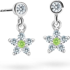 Cutie jewellery kolczyki dla dziewczynek cutie gwiazdki c2118 białego, peridot green, wkręt wsuwany