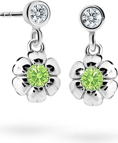 Cutie jewellery kolczyki dla dziewczynek cutie kwiatki c2151 białego, peridot green, wkręt wsuwany