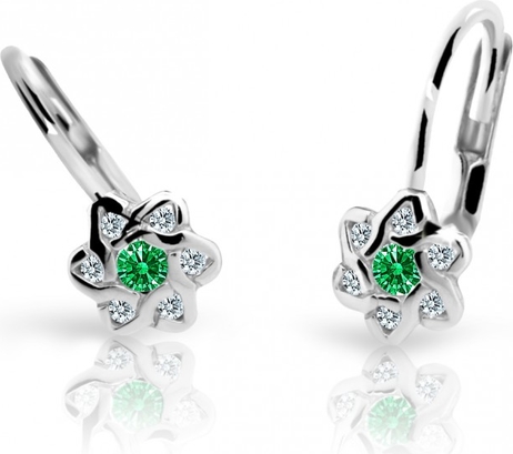 Cutie jewellery kolczyki dziecięce cutie kwiatki c2149 białego, emerald green, zapięcie patentowe
