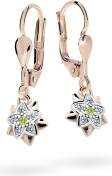 Cutie jewellery kolczyki dziewczęce cutie kwiatki c2210 różowego, peridot green, zapięcie patentowe