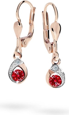 Cutie jewellery kolczyki dziewczęce cutie łezki c1898 różowego, ruby dark, zapięcie patentowe