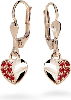 Cutie jewellery kolczyki dziewczęce cutie serduzska c2160 różowego, ruby dark, zapięcie patentowe