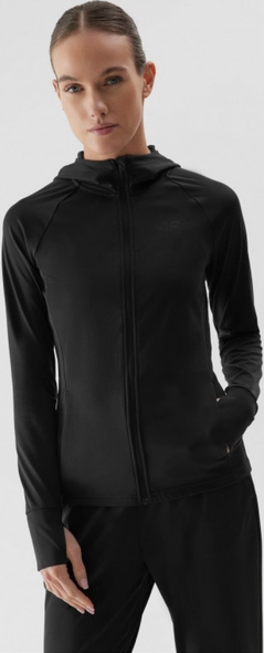 Czarna bluza 4F z kapturem w sportowym stylu z dzianiny