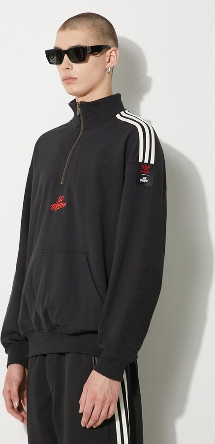 Czarna bluza Adidas Originals w sportowym stylu z bawełny