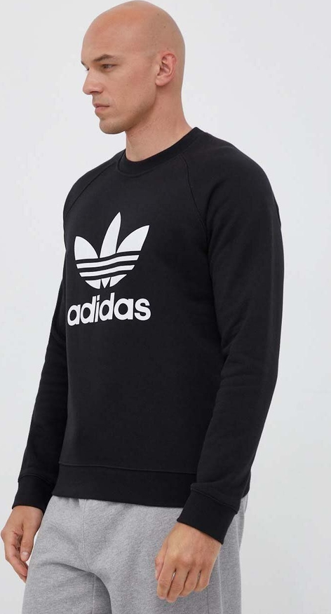 Czarna bluza Adidas Originals z nadrukiem z bawełny