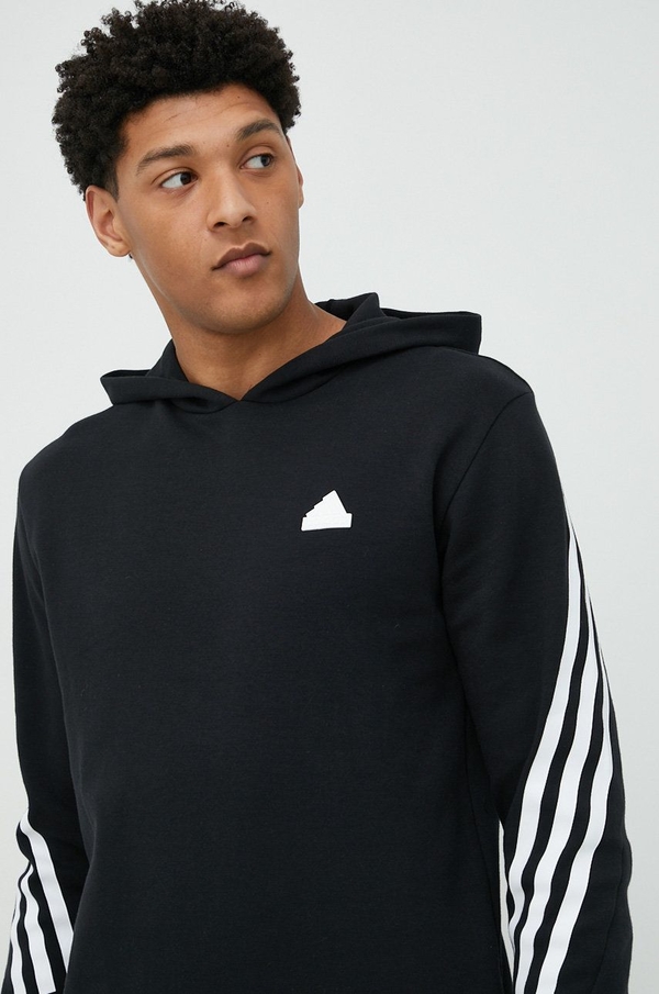 Czarna bluza Adidas w młodzieżowym stylu z nadrukiem