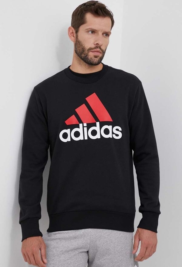 Czarna bluza Adidas z bawełny z nadrukiem w sportowym stylu