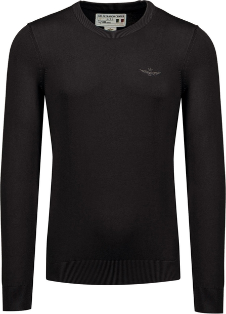 Czarna bluza Aeronautica Militare z bawełny w stylu casual