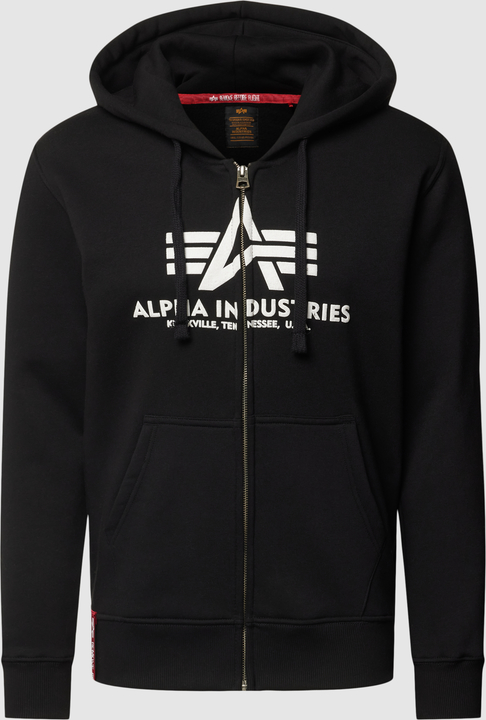 Czarna bluza Alpha Industries w młodzieżowym stylu z nadrukiem