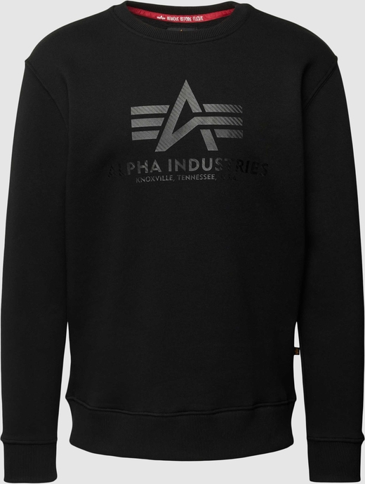 Czarna bluza Alpha Industries z bawełny w młodzieżowym stylu z nadrukiem