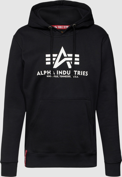 Czarna bluza Alpha Industries z nadrukiem w młodzieżowym stylu z bawełny